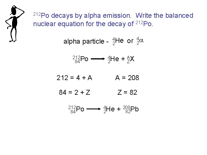 212 Po decays by alpha emission. Write the balanced nuclear equation for the decay