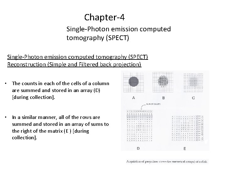 Chapter-4 Single-Photon emission computed tomography (SPECT) Reconstruction (Simple and Filtered back projection) • The