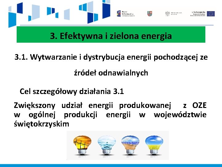 3. Efektywna i zielona energia 3. 1. Wytwarzanie i dystrybucja energii pochodzącej ze źródeł