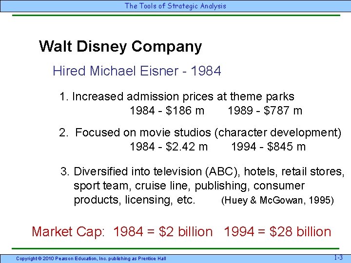 The Tools of Strategic Analysis Walt Disney Company Hired Michael Eisner - 1984 1. The Tools of Strategic Analysis Walt Disney Company Hired Michael Eisner - 1984 1.