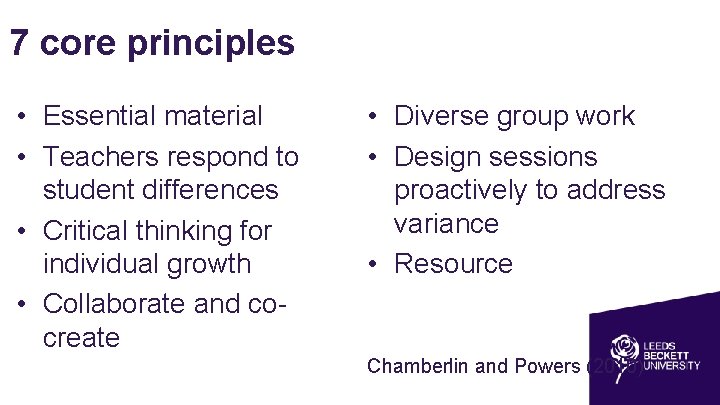 LEEDS BECKETT UNIVERSITY Differentiation opportunities for all students