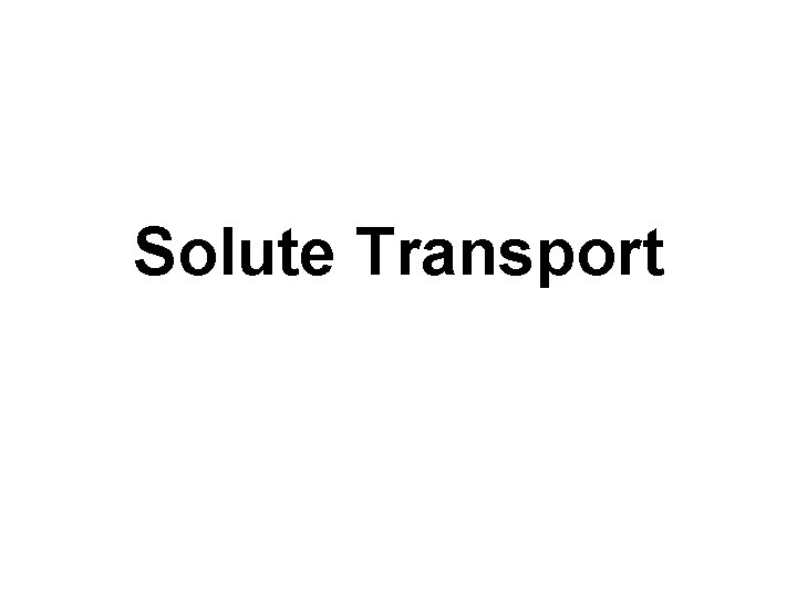 Solute Transport 