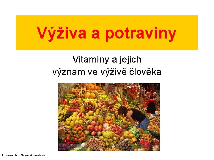 Výživa a potraviny Vitamíny a jejich význam ve výživě člověka Obrázek: http: //www. akvarista.