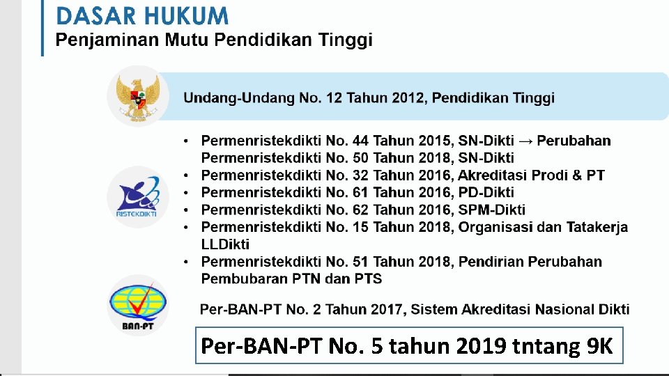 Per-BAN-PT No. 5 tahun 2019 tntang 9 K 