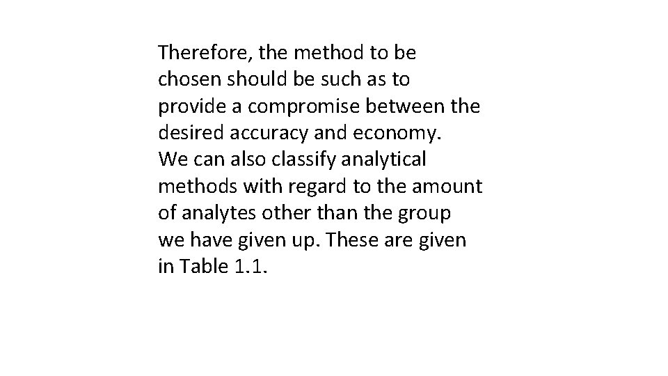 Therefore, the method to be chosen should be such as to provide a compromise