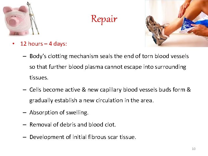 Repair • 12 hours – 4 days: – Body’s clotting mechanism seals the end