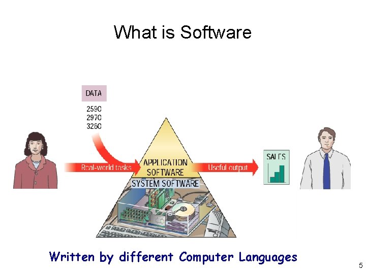 What is Software Written by different Computer Languages 5 