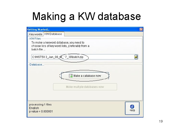 Making a KW database 19 