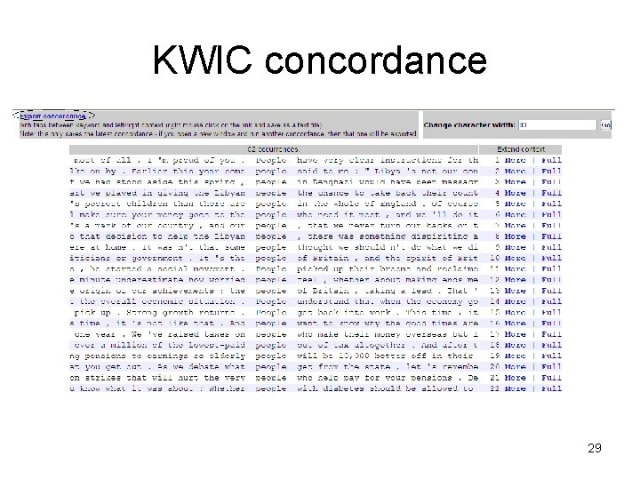 KWIC concordance 29 