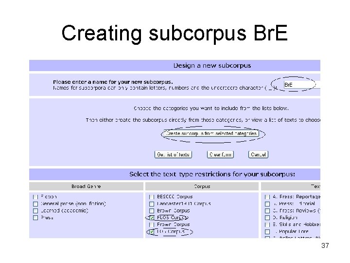 Creating subcorpus Br. E 37 