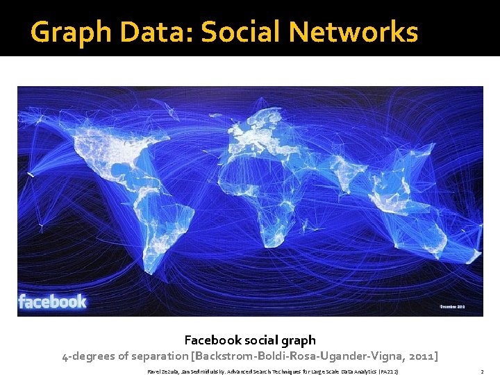 Graph Data: Social Networks Facebook social graph 4 -degrees of separation [Backstrom-Boldi-Rosa-Ugander-Vigna, 2011] Pavel