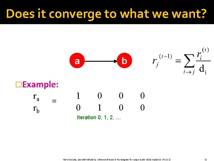 Does it converge to what we want? a b �Example: ra rb = 1