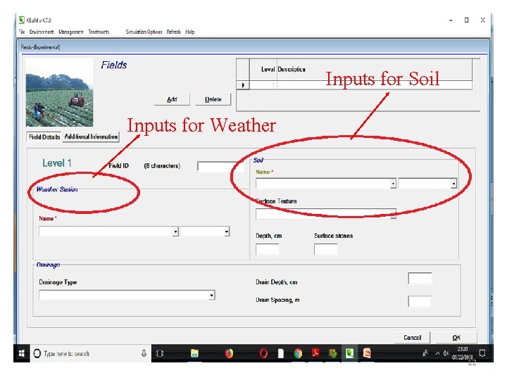 Inputs for Soil Inputs for Weather 12 