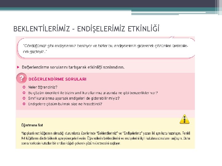 BEKLENTİLERİMİZ – ENDİŞELERİMİZ ETKİNLİĞİ 