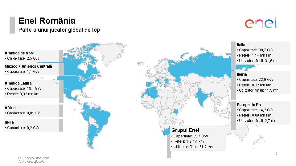 Enel România Parte a unui jucător global de top Italia • Capacitate: 30, 7