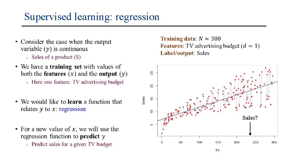Supervised learning: regression • Sales? 