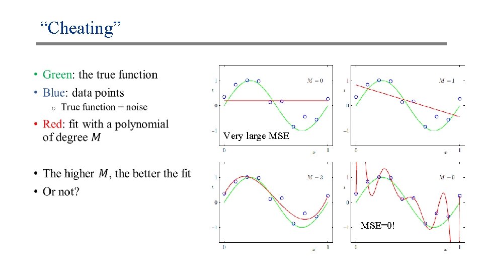 “Cheating” • Very large MSE=0! 