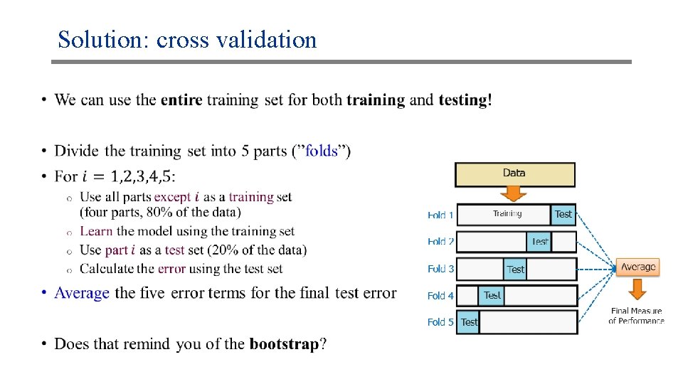 Solution: cross validation • 