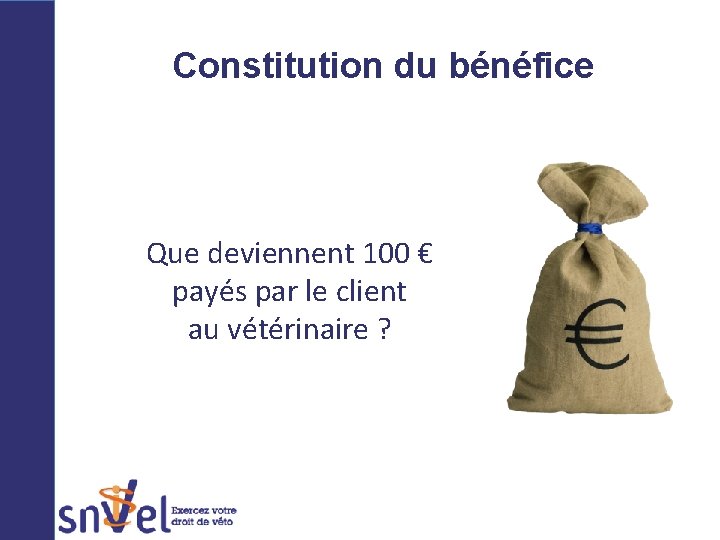 Constitution du bénéfice Que deviennent 100 € payés par le client au vétérinaire ?