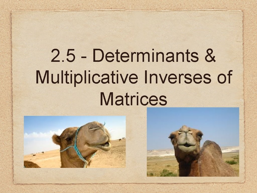 2. 5 - Determinants & Multiplicative Inverses of Matrices 