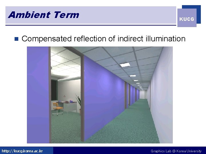 Ambient Term n KUCG Compensated reflection of indirect illumination http: //kucg. korea. ac. kr