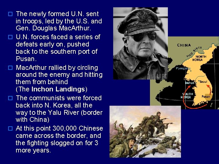 o The newly formed U. N. sent o o in troops, led by the