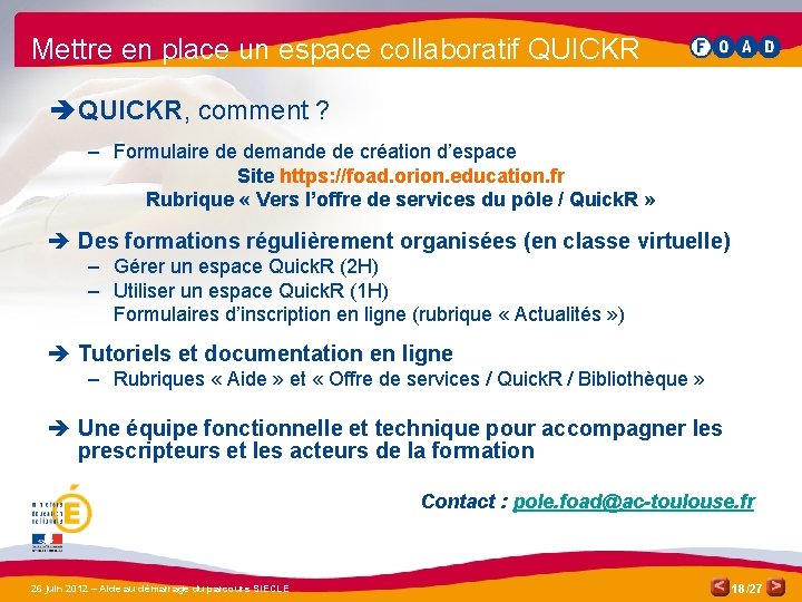 Mettre en place un espace collaboratif QUICKR è QUICKR, comment ? – Formulaire de