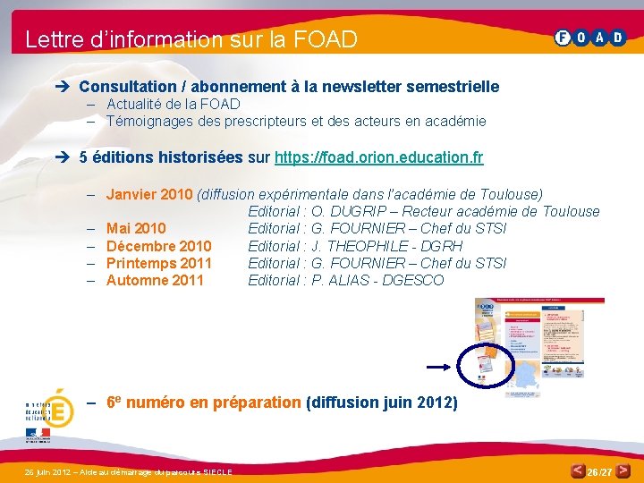 Lettre d’information sur la FOAD è Consultation / abonnement à la newsletter semestrielle –