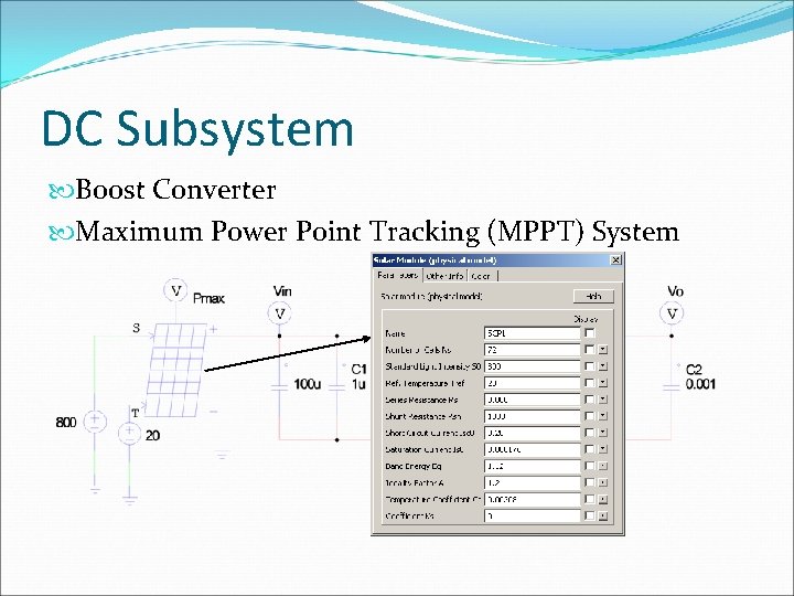 DC Subsystem Boost Converter Maximum Power Point Tracking (MPPT) System 