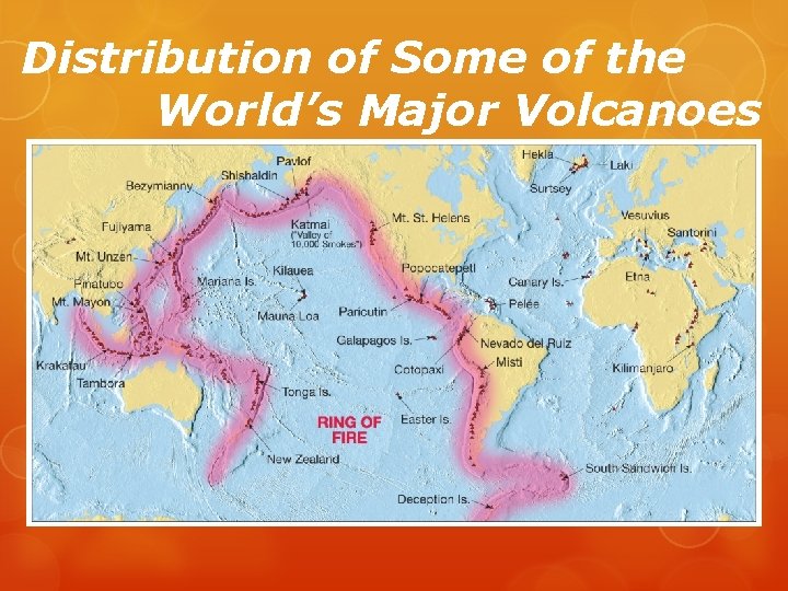 Distribution of Some of the World’s Major Volcanoes 