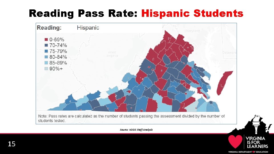 Reading Pass Rate: Hispanic Students Source: VDOE Staff Analysis 15 