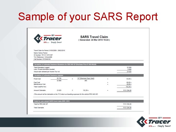 Sample of your SARS Report 