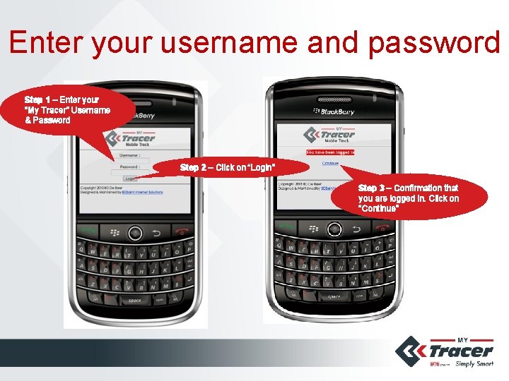 Enter your username and password Step 1 – Enter your “My Tracer” Username &