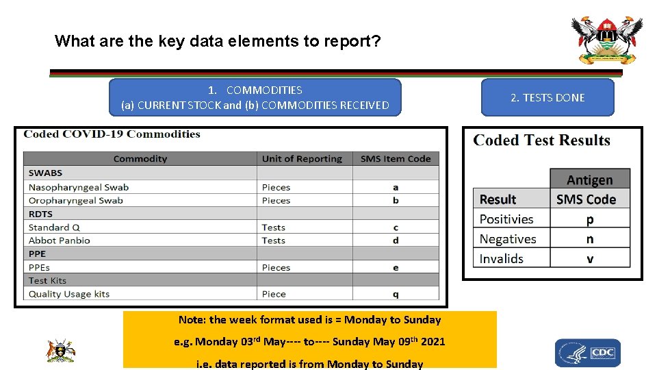 What are the key data elements to report? 1. COMMODITIES (a) CURRENT STOCK and