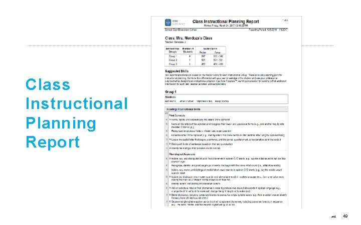 Class Instructional Planning Report ©Copyright 2017 Renaissance Learning, Inc. All rights reserved. 49 