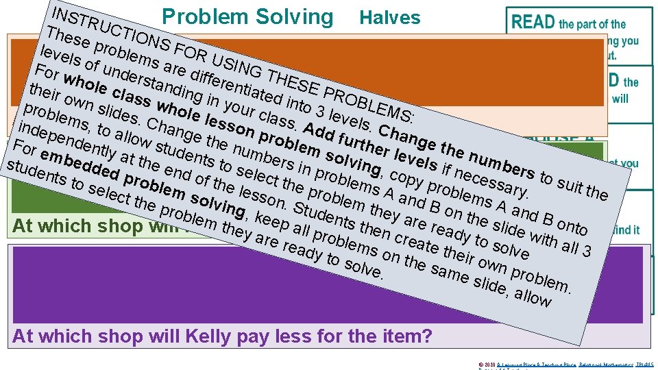 INST Problem Solving Halves RUC Thes T e pro IONS F Kelly item she