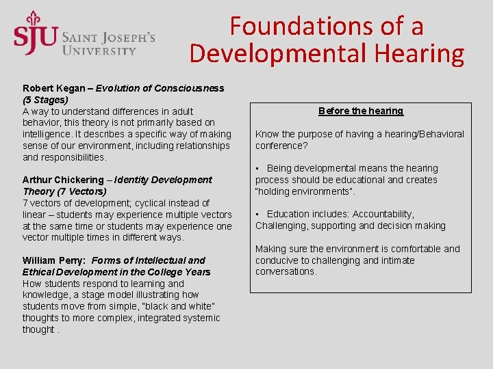 Foundations of a Developmental Hearing Robert Kegan – Evolution of Consciousness (5 Stages) A