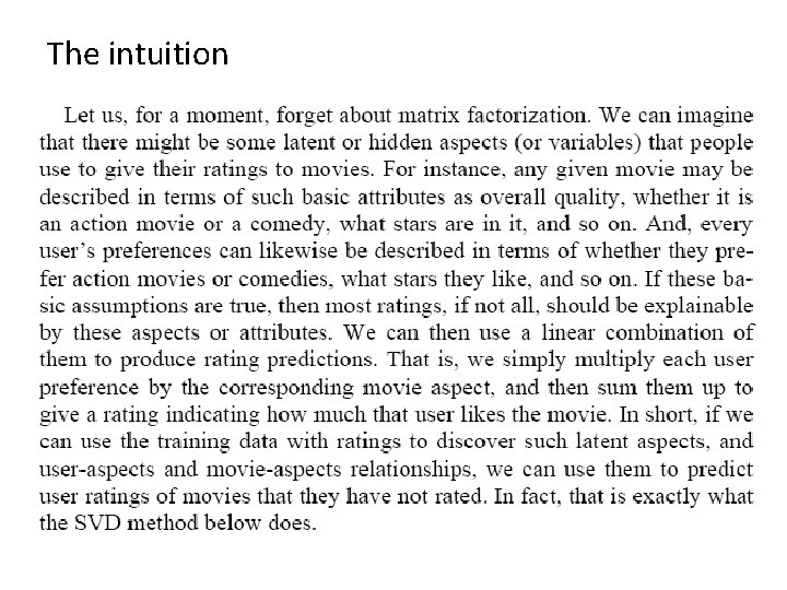 The intuition 