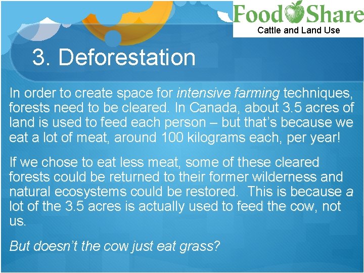 Cattle and Land Use 3. Deforestation In order to create space for intensive farming
