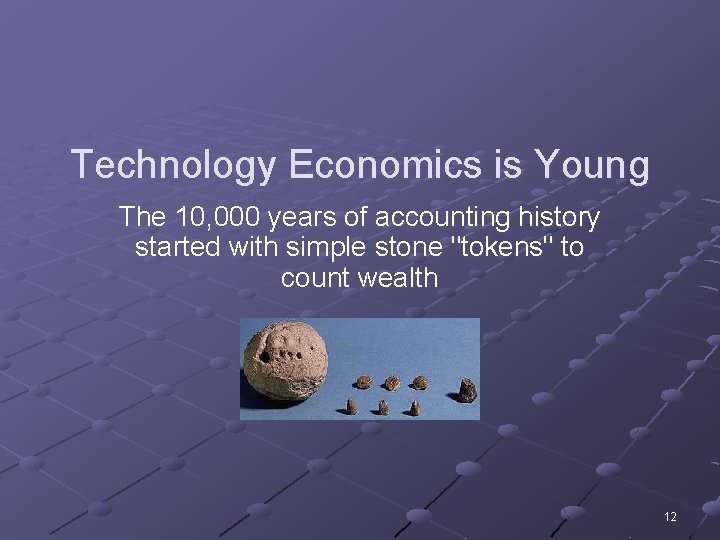 Technology Economics is Young The 10, 000 years of accounting history started with simple