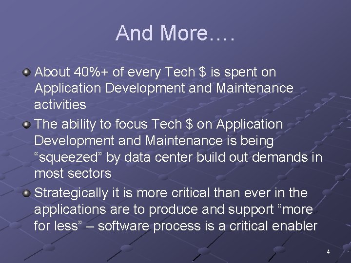 And More…. About 40%+ of every Tech $ is spent on Application Development and