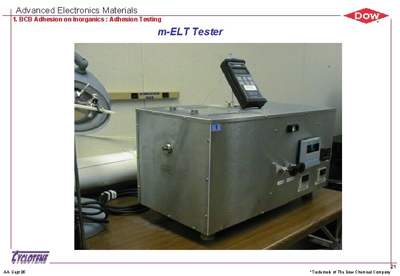 Advanced Electronics Materials 1. BCB Adhesion on Inorganics : Adhesion Testing m-ELT Tester AA