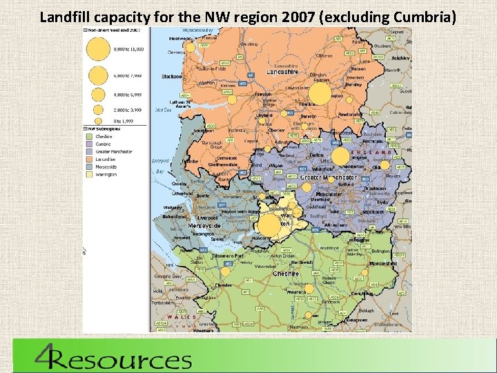 Landfill capacity for the NW region 2007 (excluding Cumbria) 