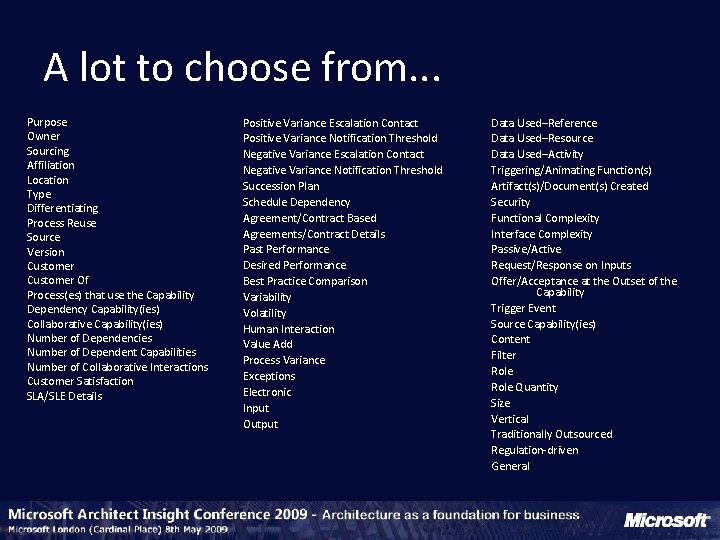 A lot to choose from. . . Purpose Owner Sourcing Affiliation Location Type Differentiating