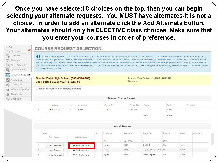 Once you have selected 8 choices on the top, then you can begin selecting