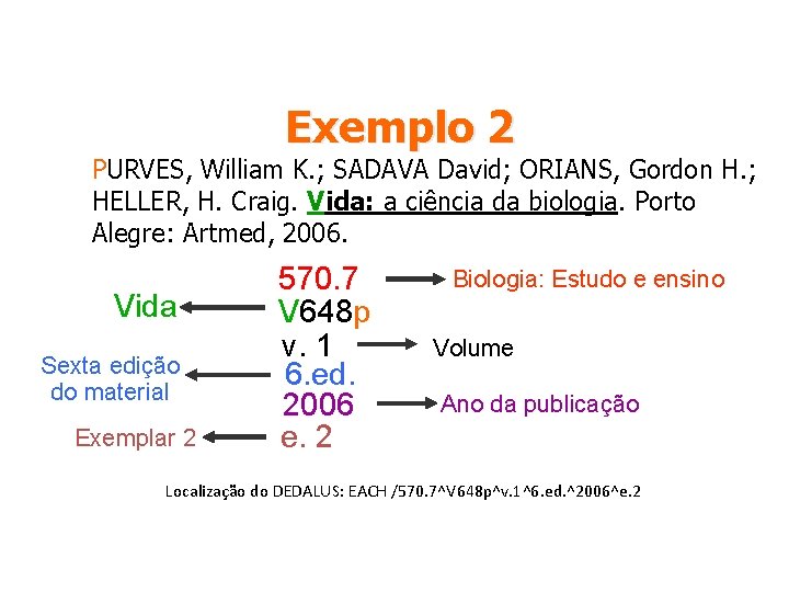 Exemplo 2 PURVES, William K. ; SADAVA David; ORIANS, Gordon H. ; HELLER, H.