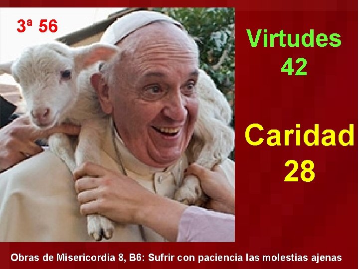 3ª 56 Virtudes 42 Caridad 28 Obras de Misericordia 8, B 6: Sufrir con