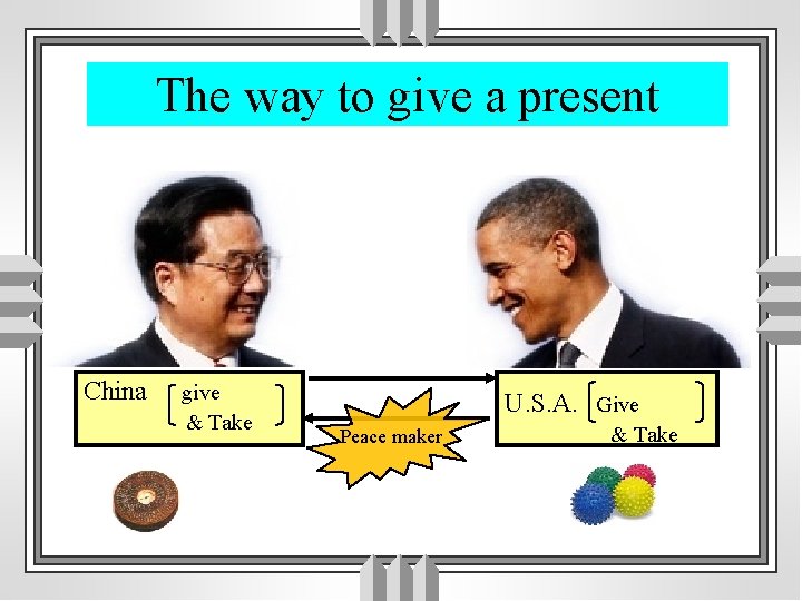 The way to give a present China give & Take U. S. A. Give