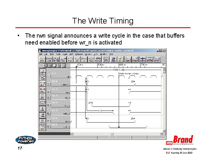 The Write Timing • The rwn signal announces a write cycle in the case The Write Timing • The rwn signal announces a write cycle in the case