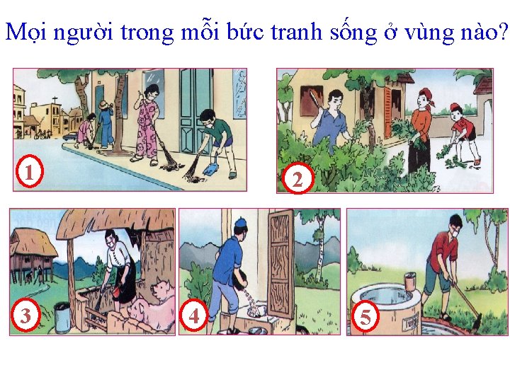 Mọi người trong mỗi bức tranh sống ở vùng nào? 1 3 2 4